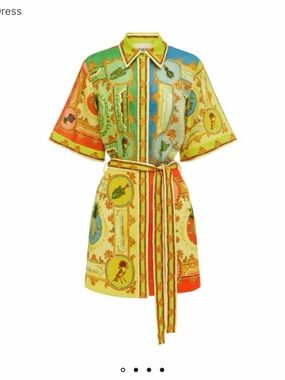 Alémais Multicolor Paisley-Print Midi Dress Robe - Yellow, Green, Red, Blue